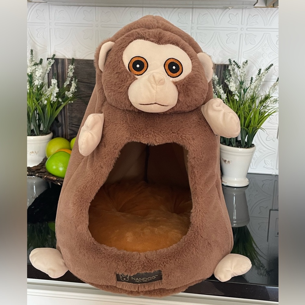 Cozy Monkey Pet Bed - Brown